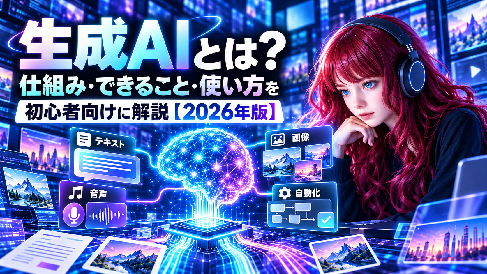 生成AIとは（Generative AI）とは？仕組み・できること・使い方を初心者向けに解説【2026年版】ai-taco入り横長バナー