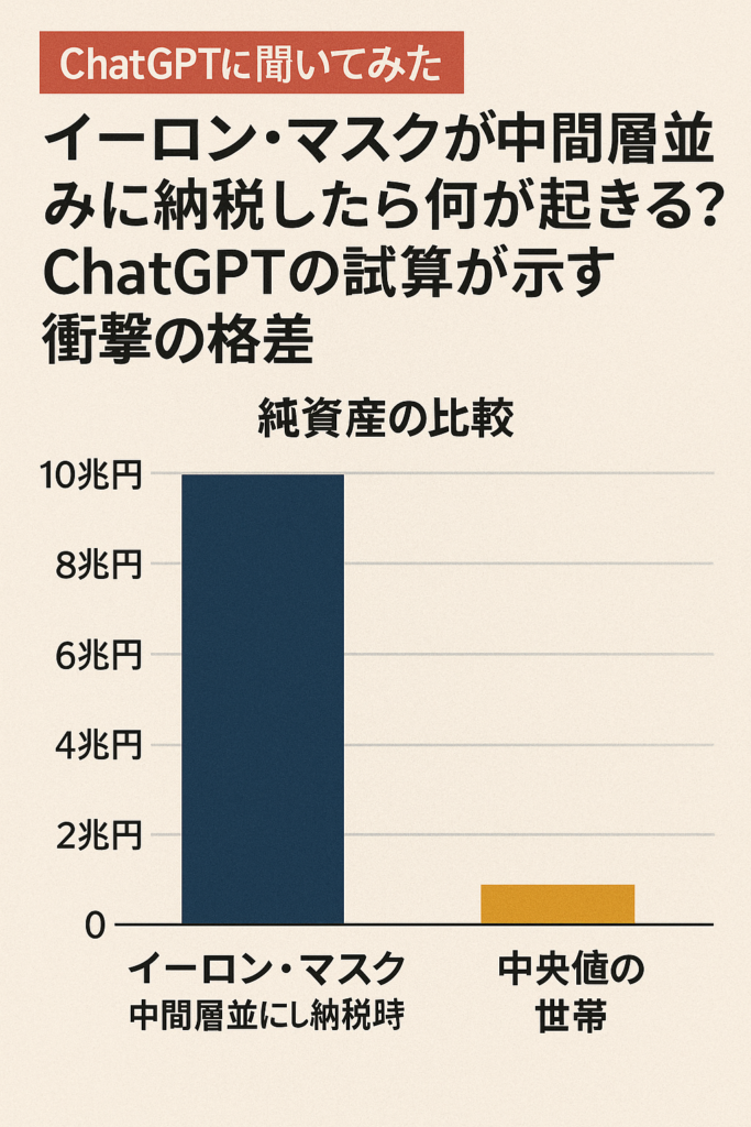 ChatGPTに聞いてみた、イーロン・マスクが中間層並みに納税したら何が起きる？ChatGPTの試算が示す衝撃の格差 コンテンツ終わり