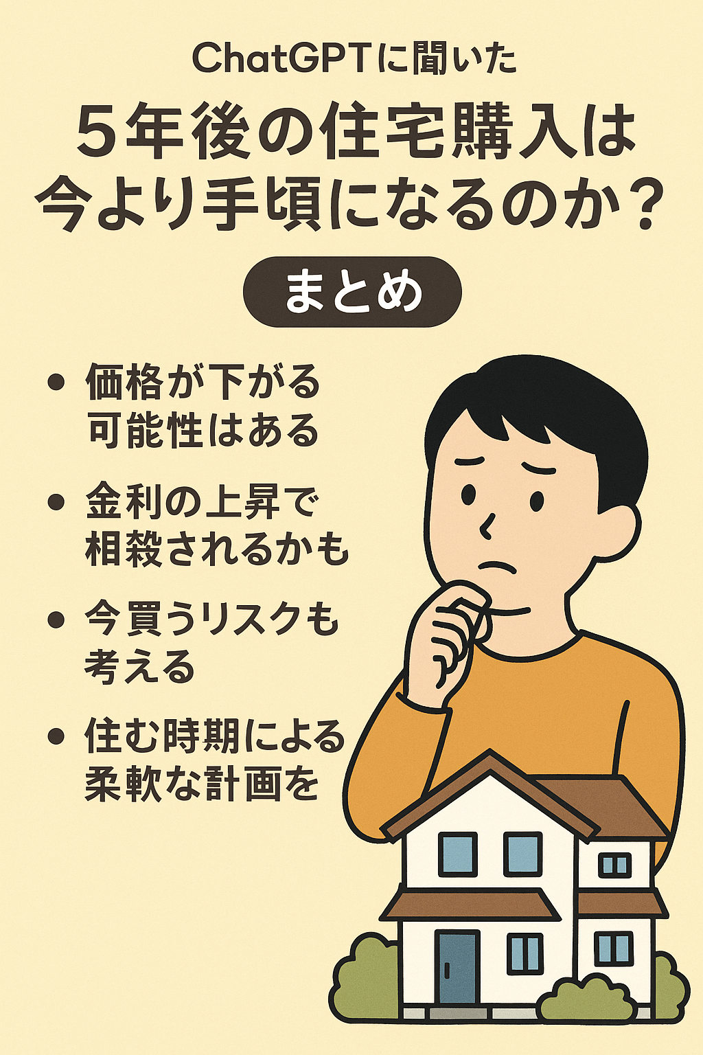 🏡 ChatGPTに聞いた「5年後の住宅購入は今より手頃になるのか？」まとめ