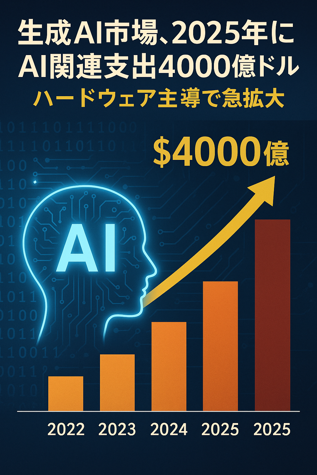 生成AI市場、2025年にAI関連支出4000億米ドル突破へ ― ハードウェア主導で急拡大