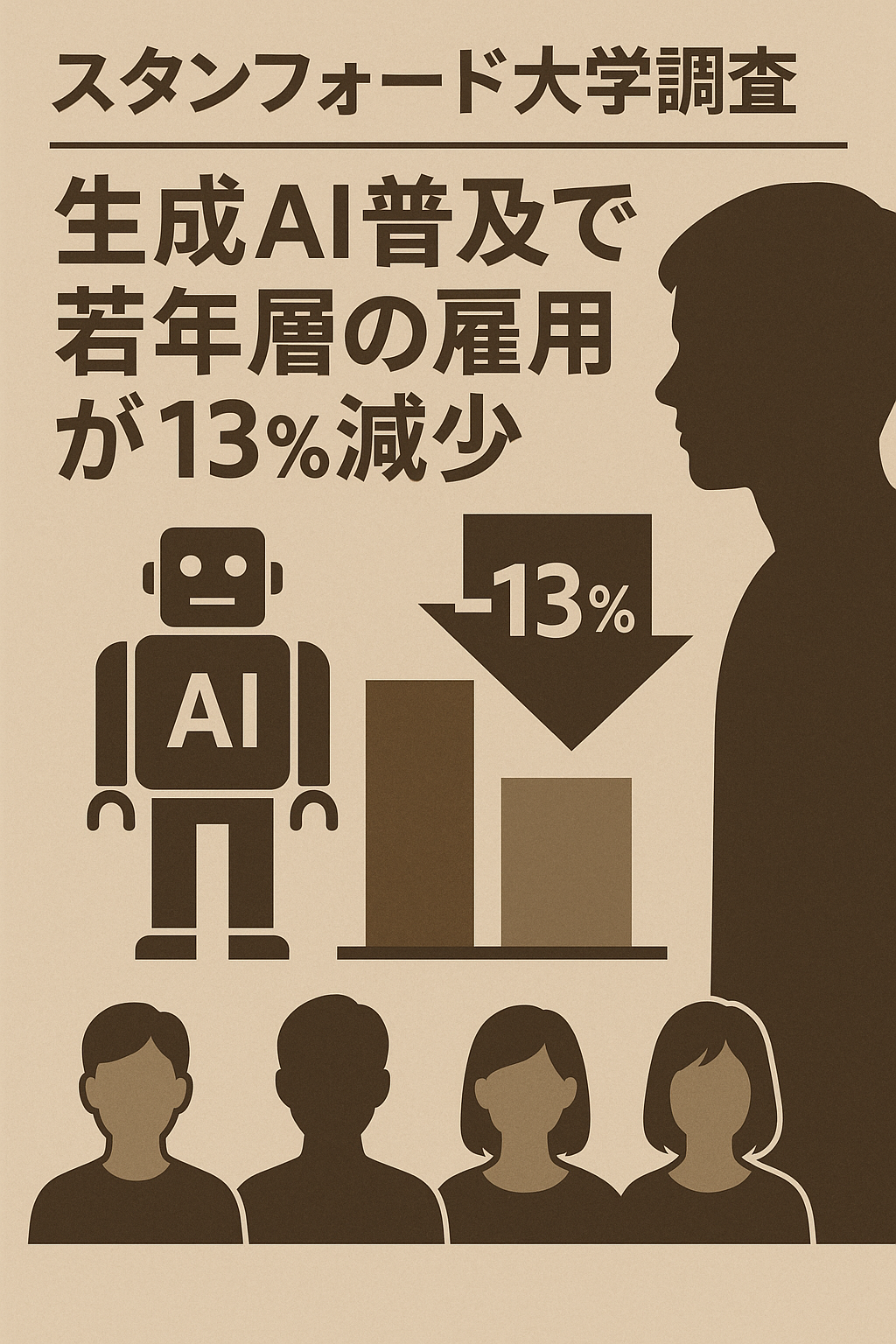スタンフォード大学調査：生成AI普及で若年層の雇用が13％減少