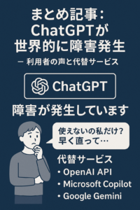 まとめ記事：ChatGPTが世界的に障害発生 ─ 利用者の声と代替サービス コンテンツ開始