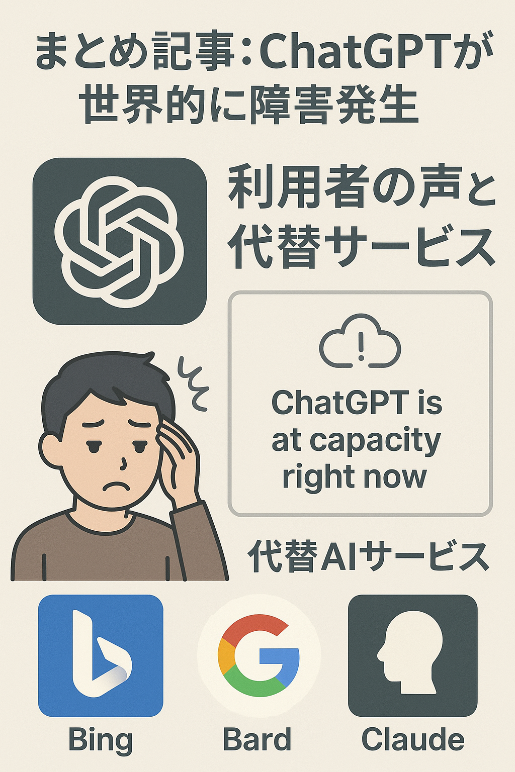 まとめ記事：ChatGPTが世界的に障害発生 ─ 利用者の声と代替サービス