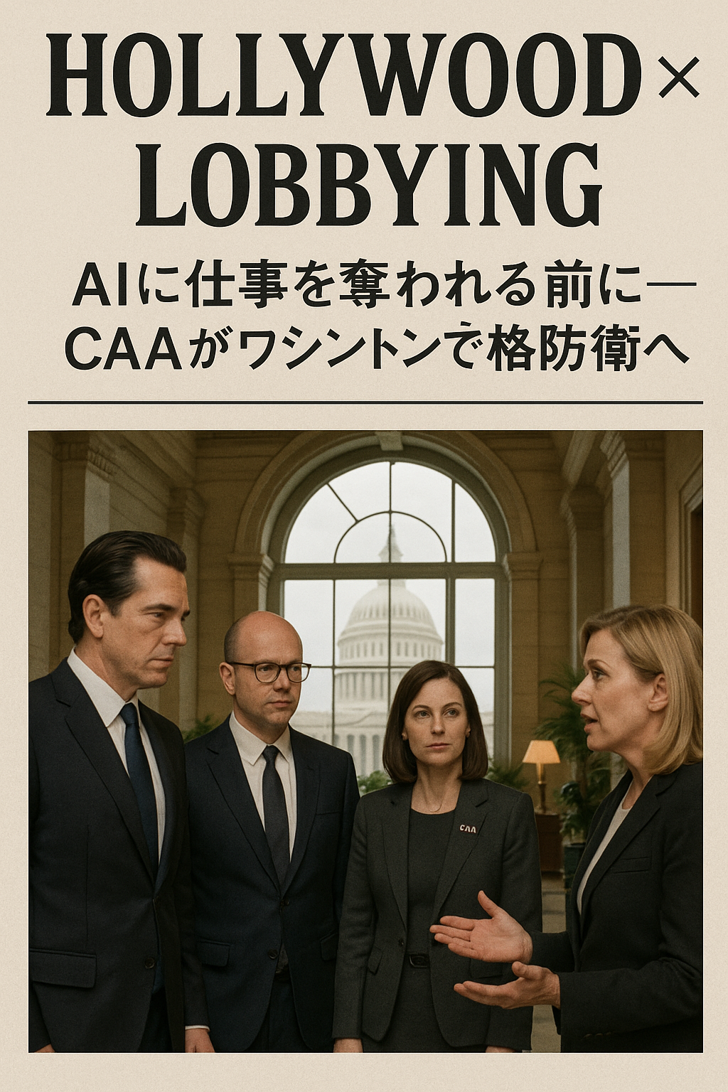 【ハリウッド×ロビー活動】AIに仕事を奪われる前に――CAAがワシントンで本格防衛へ コンテンツ終わり