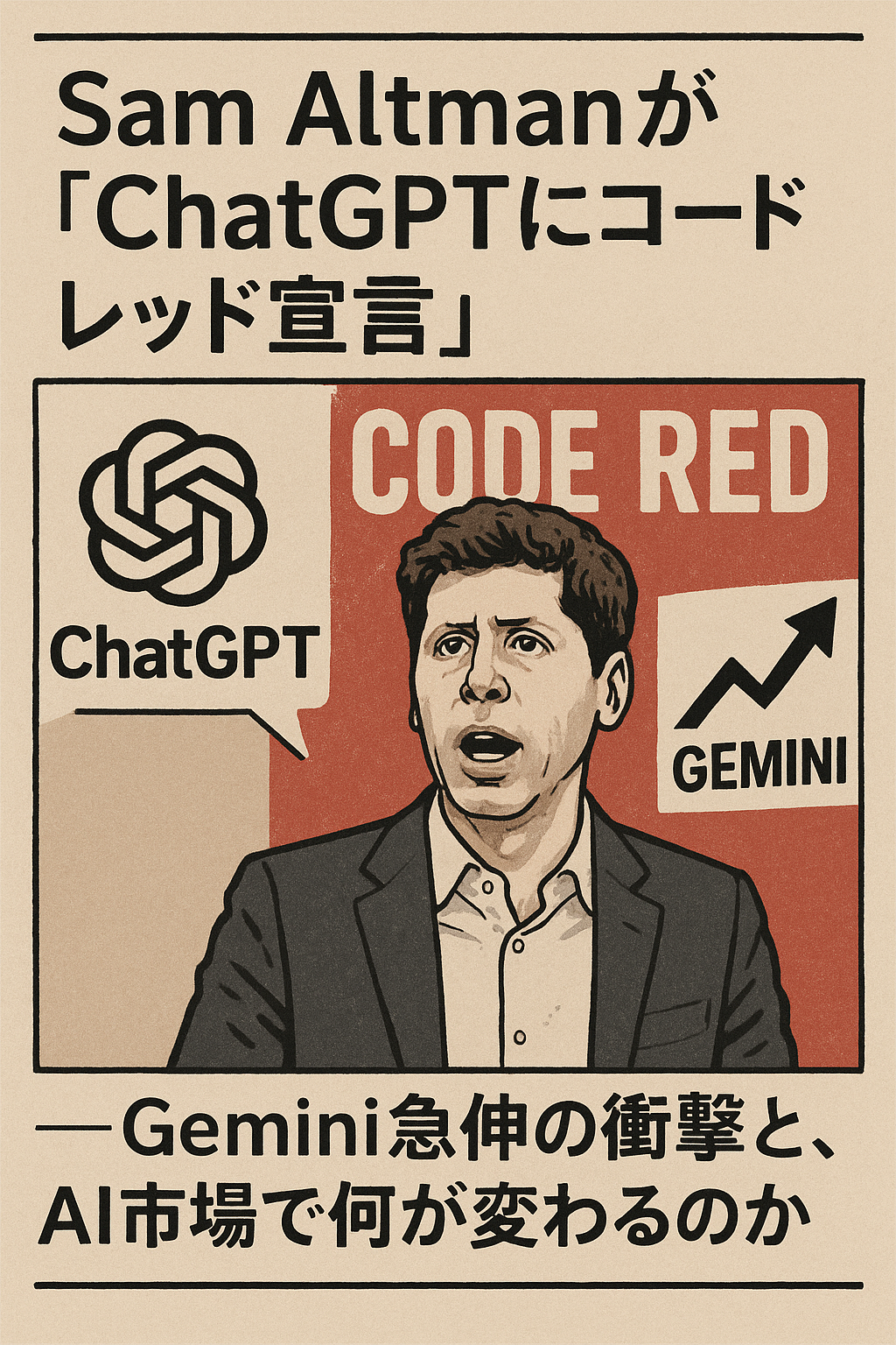 【まとめ記事】Sam Altman が「ChatGPTにコードレッド宣言」──Gemini急伸の衝撃と、AI市場で何が変わるのか