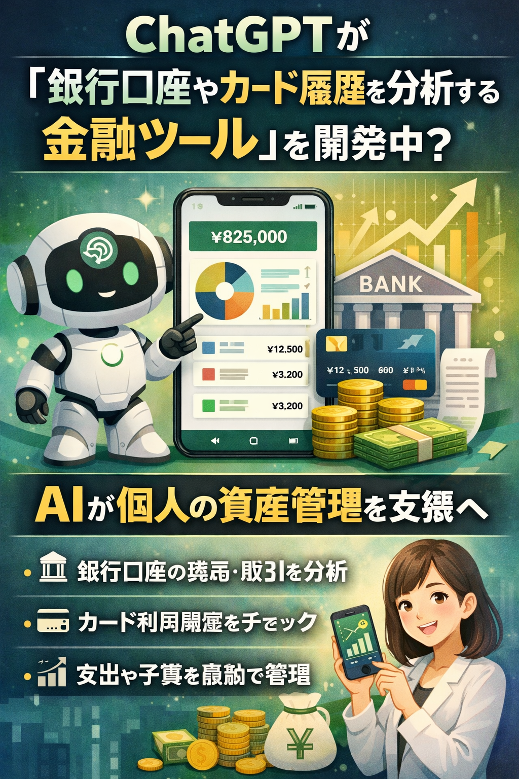 ChatGPTが「銀行口座やカード履歴を分析する金融ツール」を開発中？AIが個人の資産管理を支援へ
