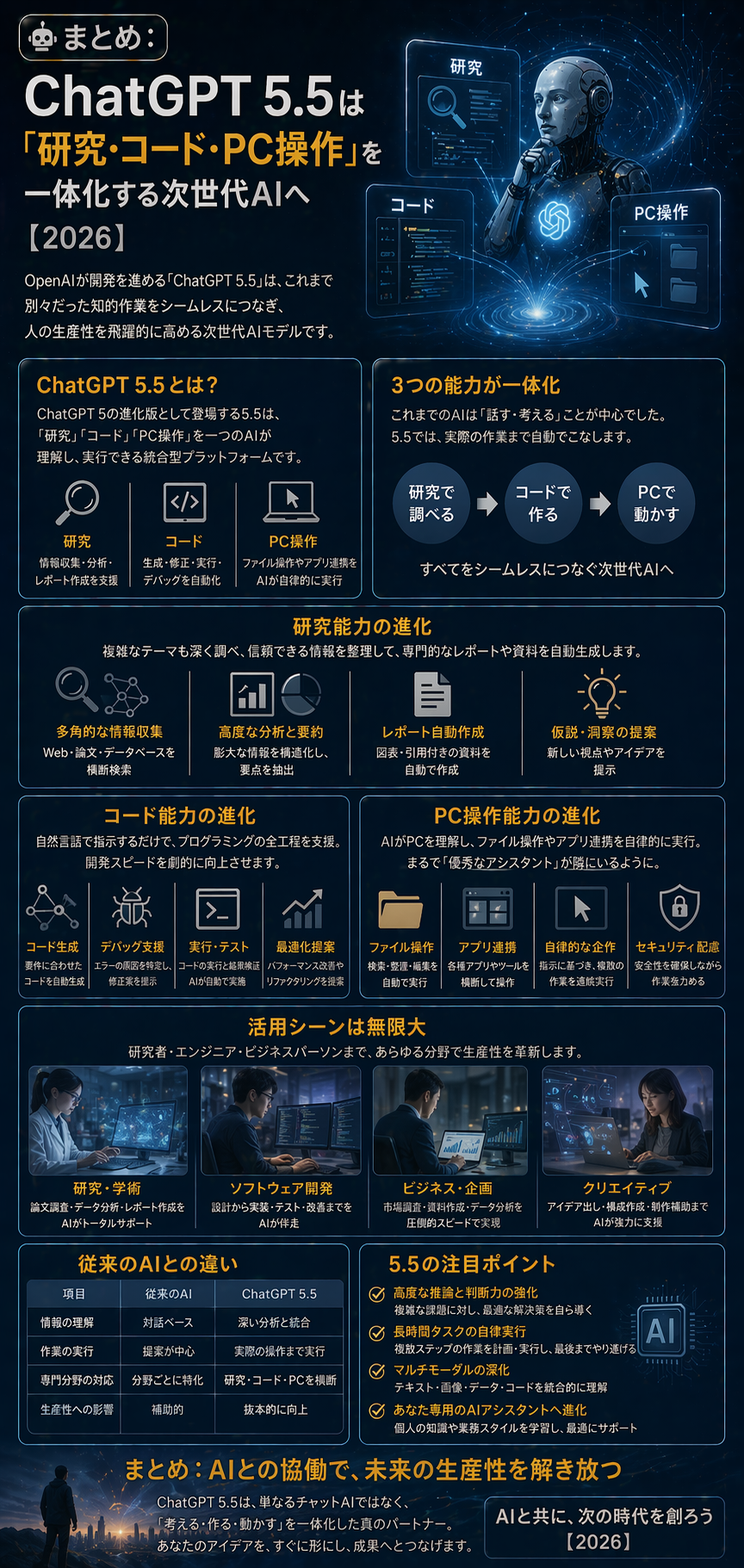 🤖まとめ：ChatGPT 5.5は「研究・コード・PC操作」を一体化する次世代AIへ【2026】