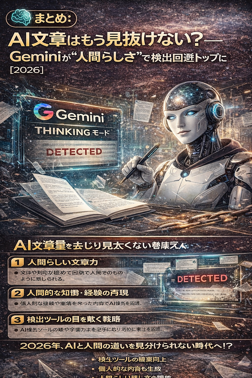 🧠まとめ：AI文章はもう見抜けない？──Geminiが“人間らしさ”で検出回避トップに【2026】