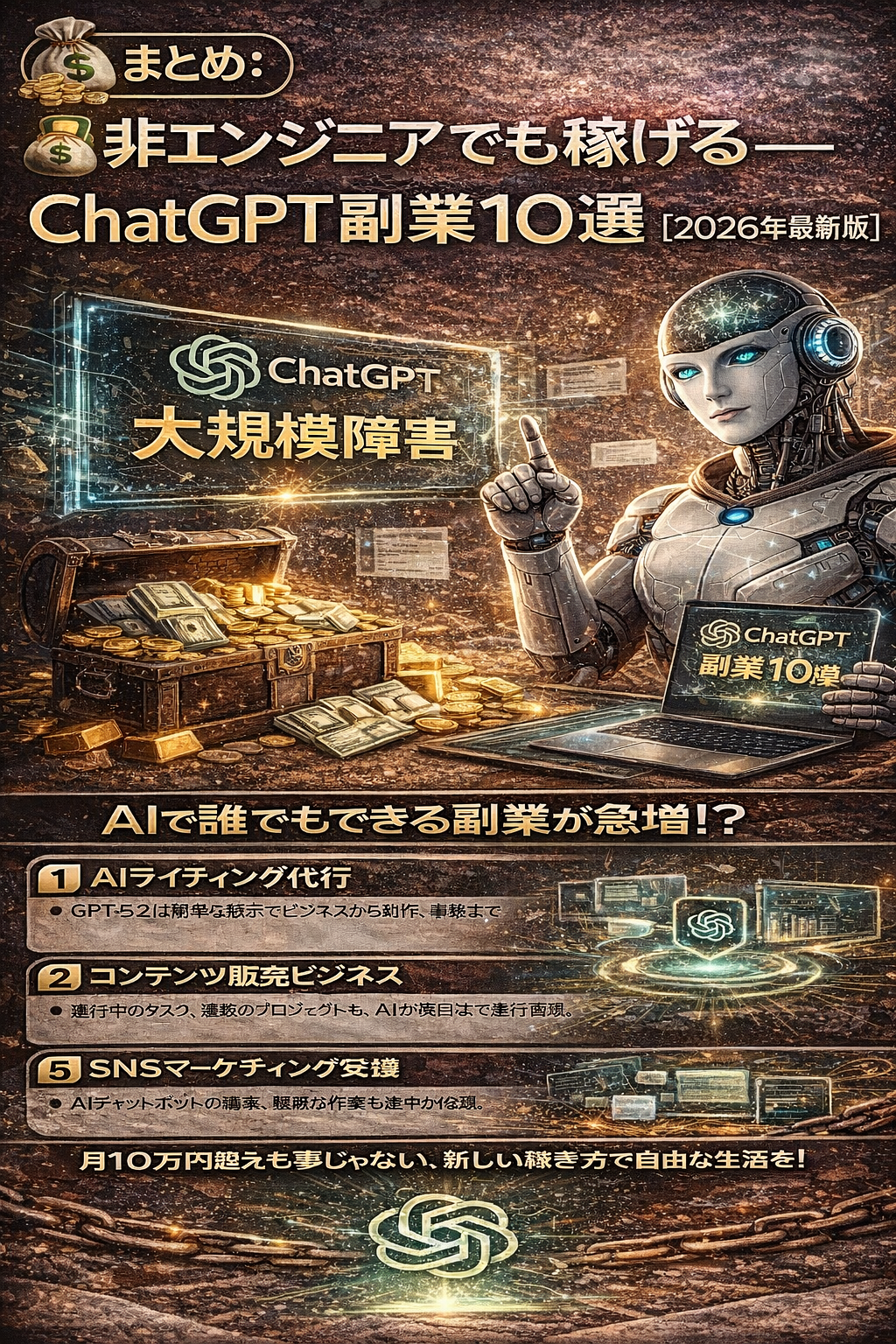 💰まとめ：非エンジニアでも稼げる──ChatGPT副業10選【2026年最新版】