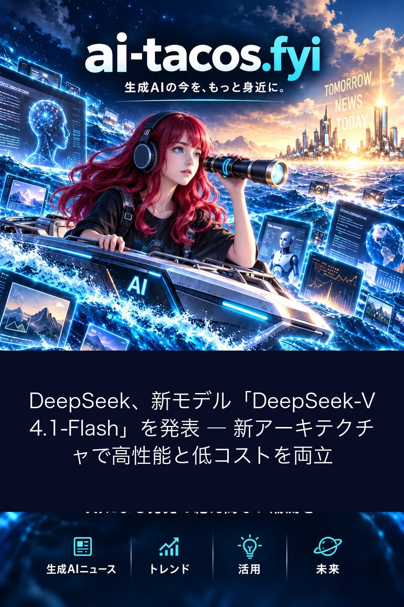 DeepSeek、新モデル「DeepSeek-V4.1-Flash」を発表