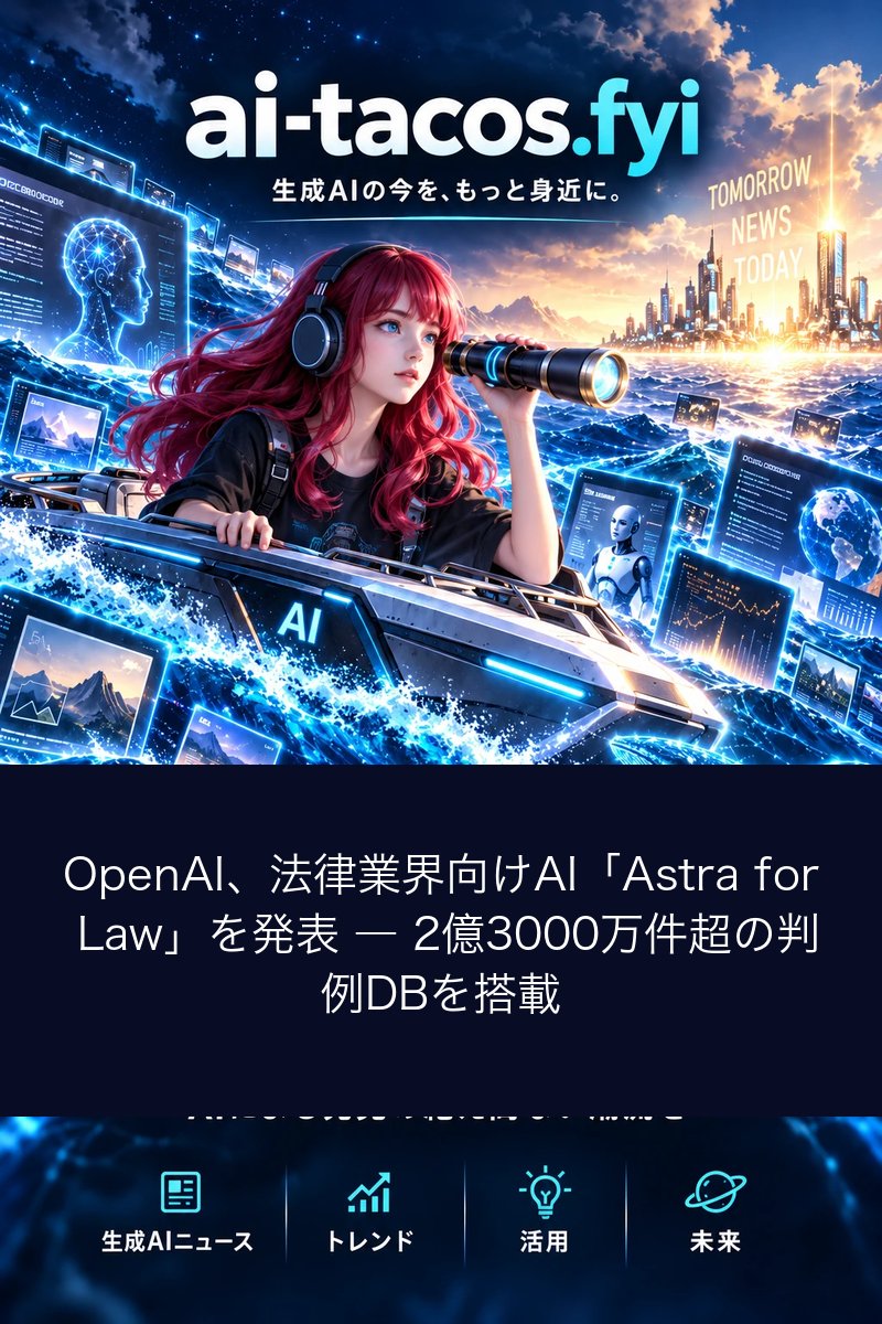 OpenAI、法律業界向けAI「Astra for Law」を発表