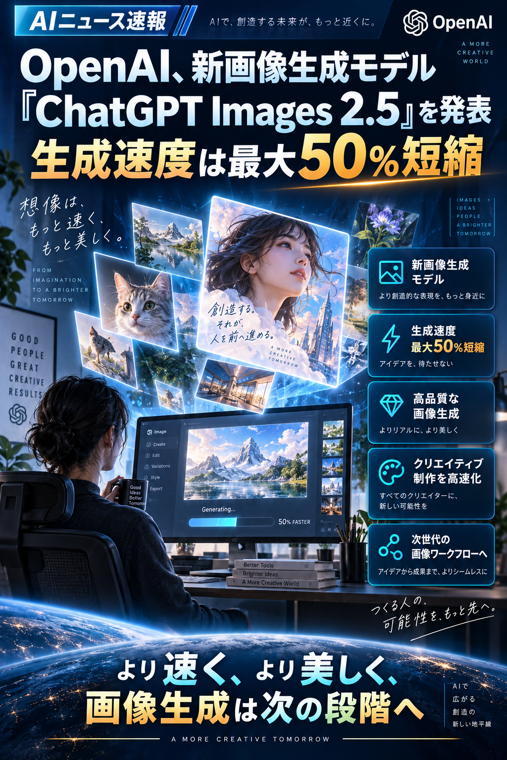 ChatGPT Image 2026年9月11日 13_41_36 OpenAI、新画像生成モデル「ChatGPT Images 2.5」を発表 生成速度は最大50%短縮