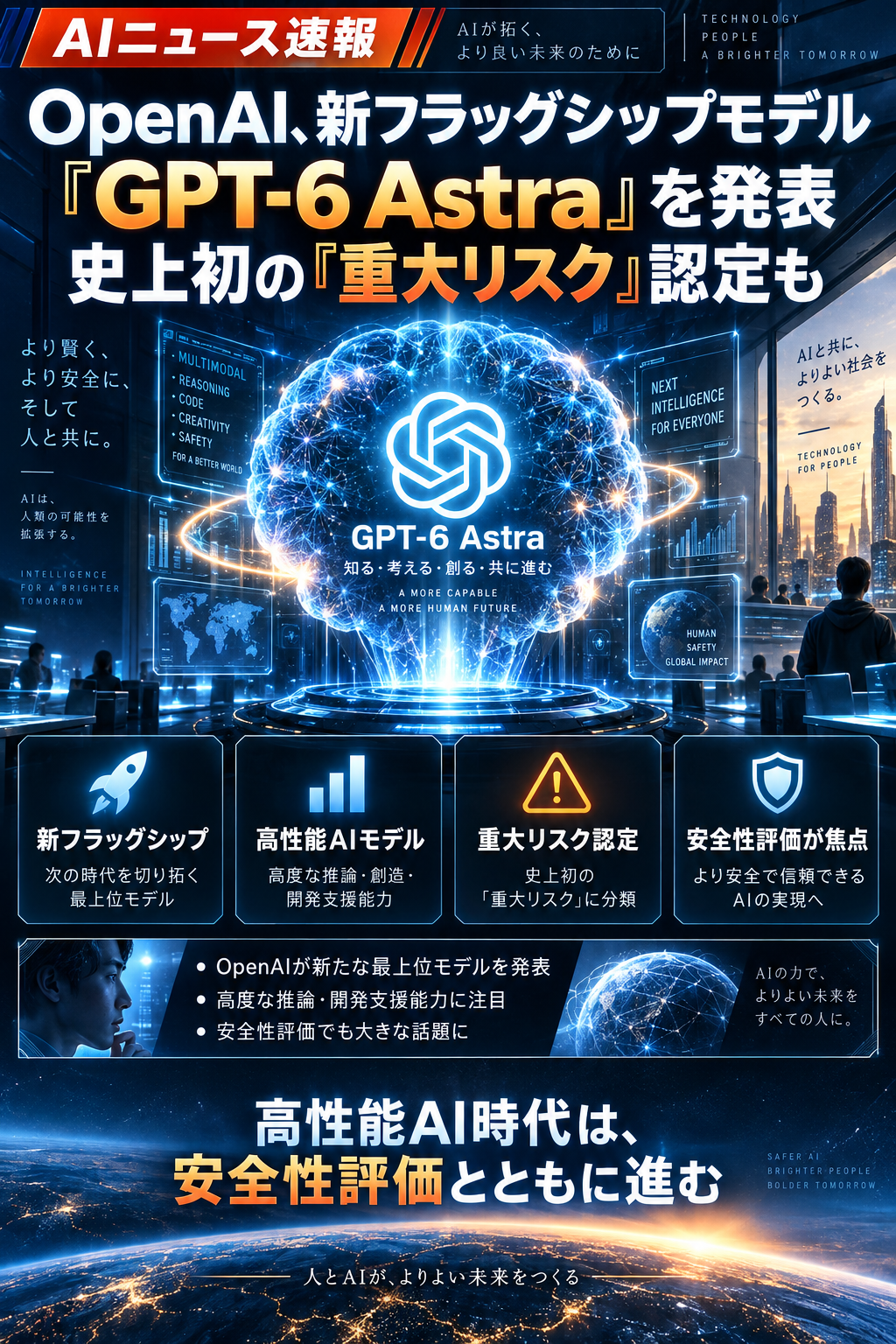 OpenAI、新フラッグシップモデル「GPT-6 Astra」を発表 史上初の"重大リスク"認定も